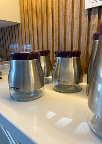 Emsan Bordo Kapaklı Gri Mutfak Saklama Kavanozları - Görsel 2