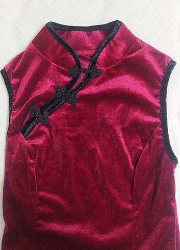 Kırmızı Cheongsam bluz 