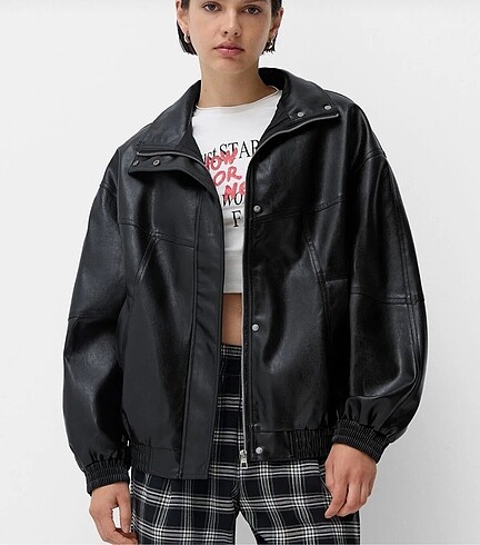 Bershka siyah deri ceket
