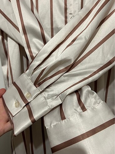 Gömlek saten çizgili - Görsel 3