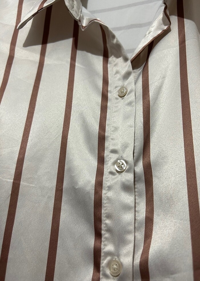 Gömlek saten çizgili - Görsel 2