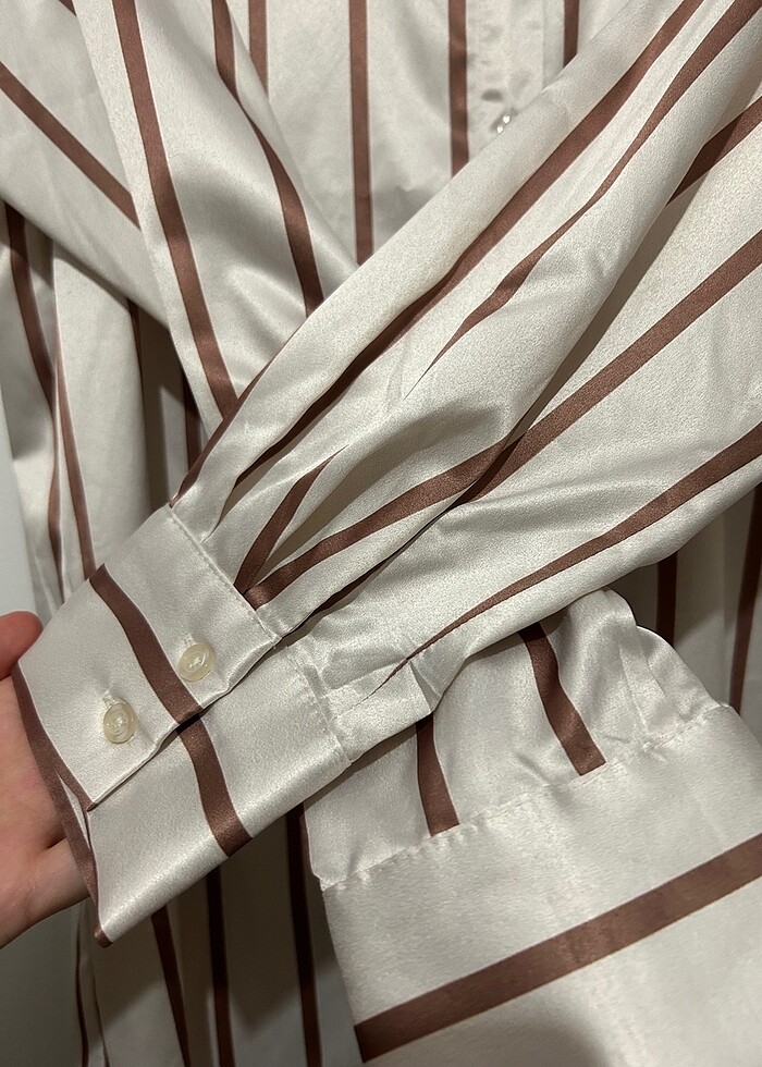 Gömlek saten çizgili - Görsel 3