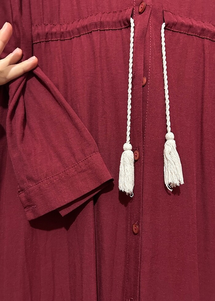 bordo tesettür elbise - Görsel 3