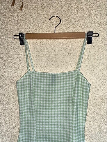 H&M H&M kareli yesil midi elbise