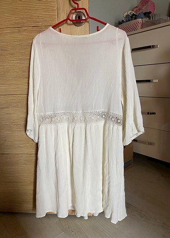 Dantel Detaylı Beyaz Bohem Elbise - Görsel 2