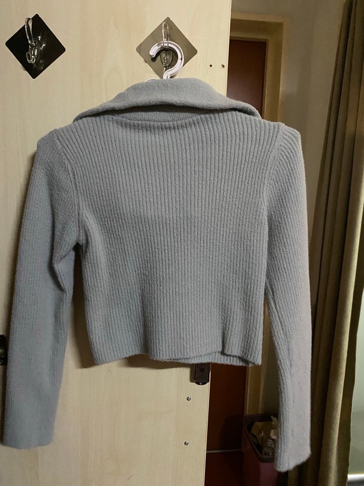 Gri Yüksek Yaka İnce Örgü Kadın Kazak - Görsel 2