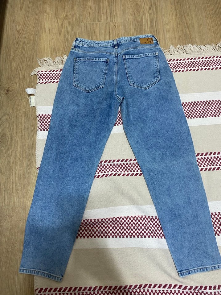 Rahat Kesim Mavi Mom Jeans Kot Pantolon - Görsel 5