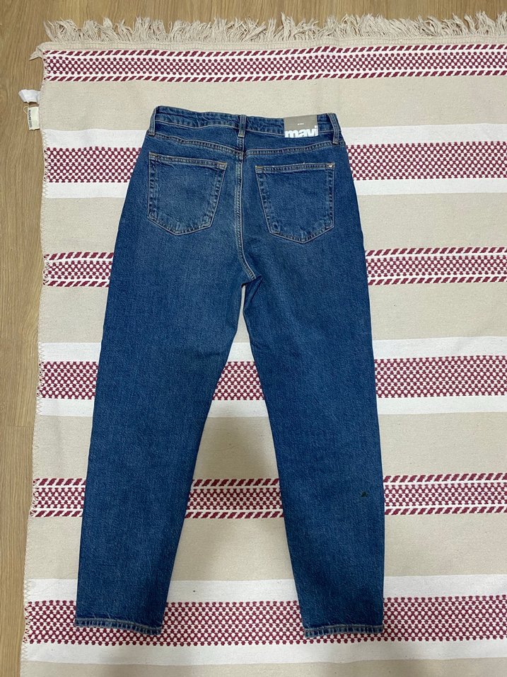 Kadın Mavi Mom Jeans  Kot Pantolon - Görsel 2