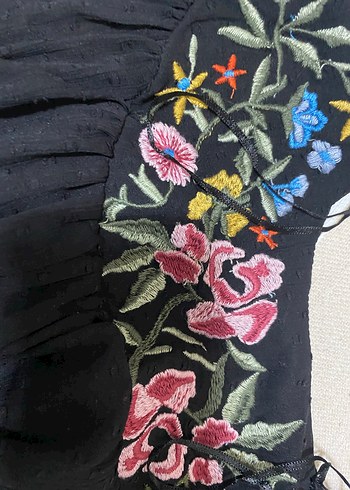 Nakışlı, Uzun Kollu Bohem Bluz - Görsel 2