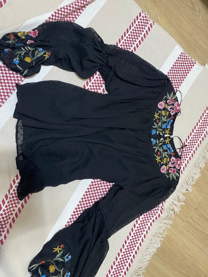 Nakışlı, Uzun Kollu Bohem Bluz - Görsel 5