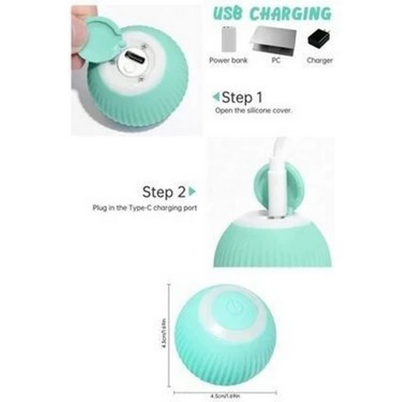 Şarjlı Otomatik Hareketlenen Kedi Oyun Topu I 360 Derece Dönen - Görsel 3