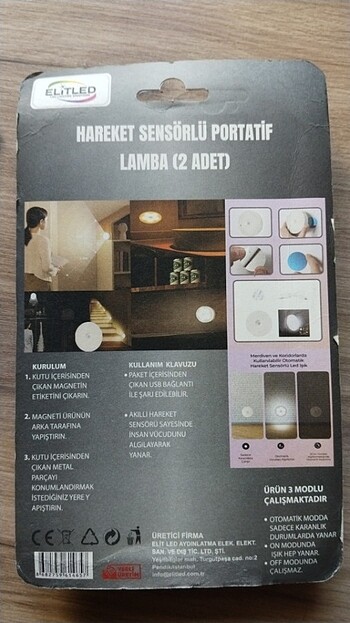 Diğer Elitled 2'li Sensörlü Şarjlı spot led 2'li sensörlü usb Şarjlı (
