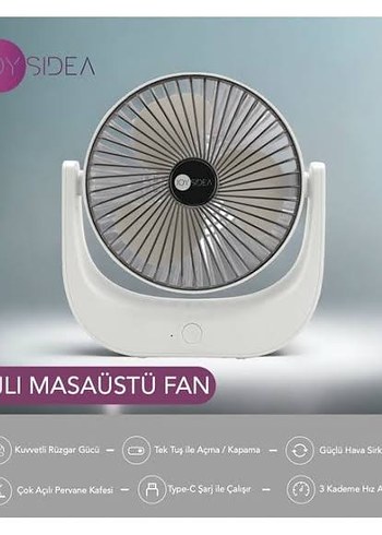 Beyaz Masaüstü Fan USB Şarjlı