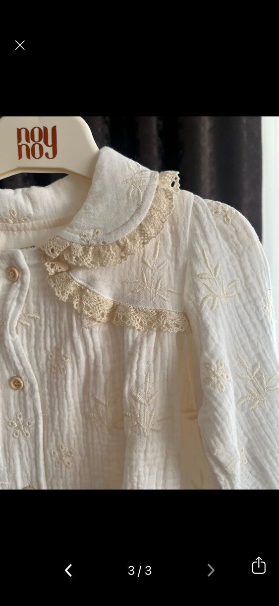 Düğmeli Beyaz Kız Çocuk Elbise Müslin - Görsel 3