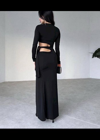 Siyah Bel dekolteli elbise - Görsel 2