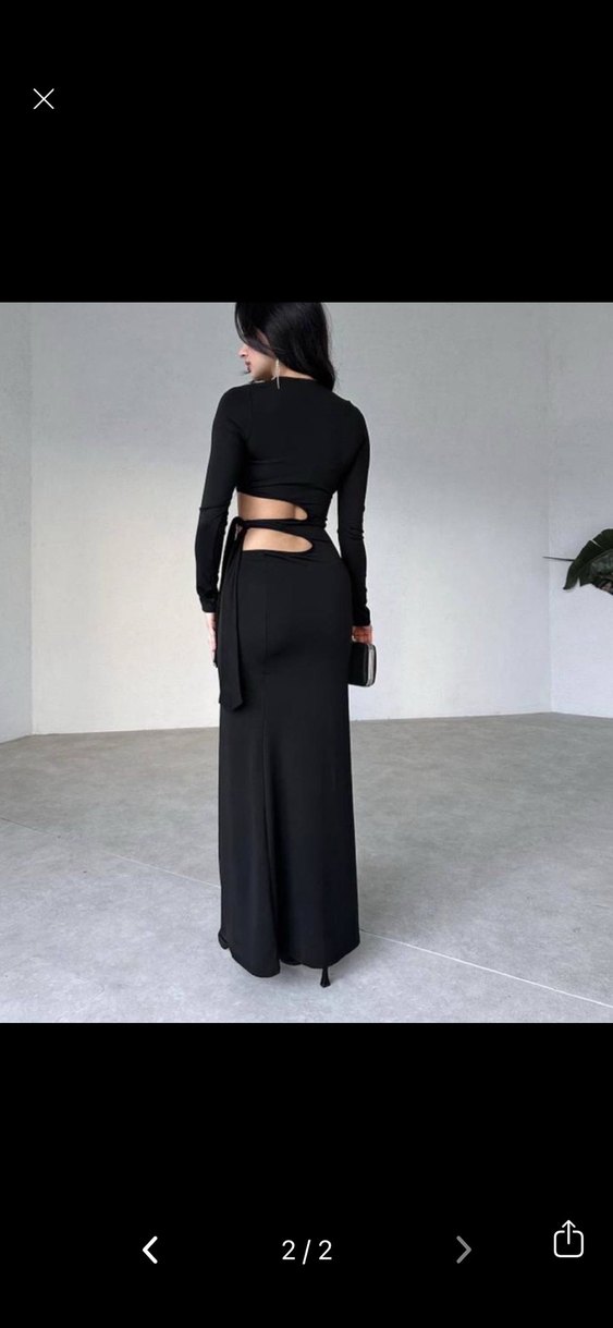 Siyah Bel dekolteli elbise - Görsel 2