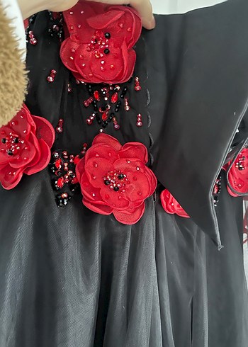 Siyah Nakışlı Uzun  Abiye Elbise - Görsel 3