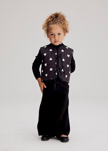 Kız Çocuk Siyah Kalp Desenli 3 lü Triko Takıö - Görsel 2