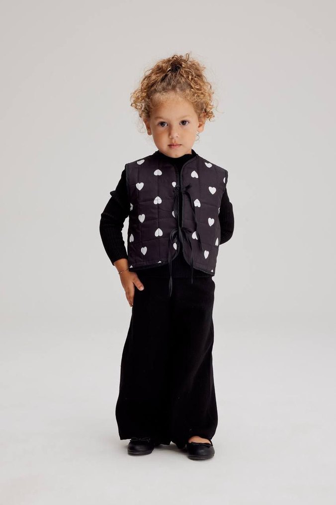 Kız Çocuk Siyah Kalp Desenli 3 lü Triko Takıö - Görsel 2