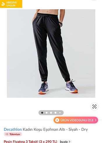 Decathlon Kadın Siyah Koşu Eşofman Altı