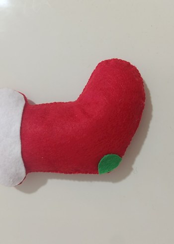 Keçeden kırmızı Yılbaşı Çorabı Süsü - Görsel 3
