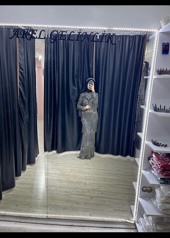 Uzun Gri Abiye Elbise - Görsel 2