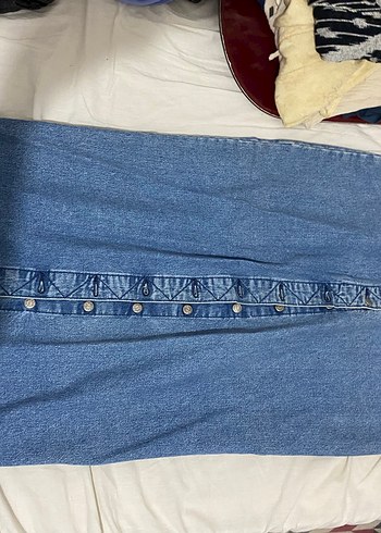 Düğmeli denim etek