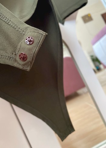 Kadın Haki Drapeli Mini Bluz - Görsel 4