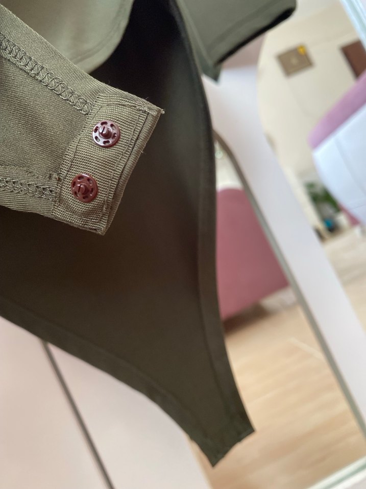 Kadın Haki Drapeli Mini Bluz - Görsel 4