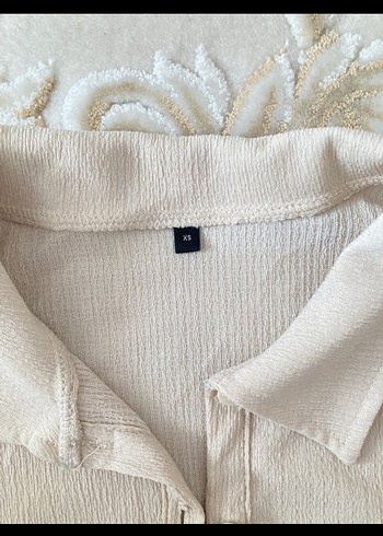 Bej Düğmeli Uzun Kollu Keten Gömlek - Görsel 2