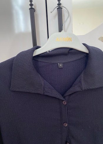 Siyah Düğmeli Uzun Kollu Kadın Gömlek - Görsel 4