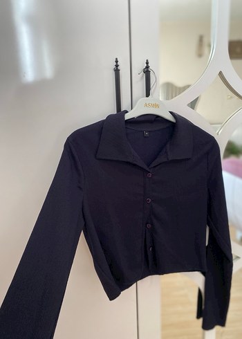 Siyah Düğmeli Uzun Kollu Kadın Gömlek - Görsel 2