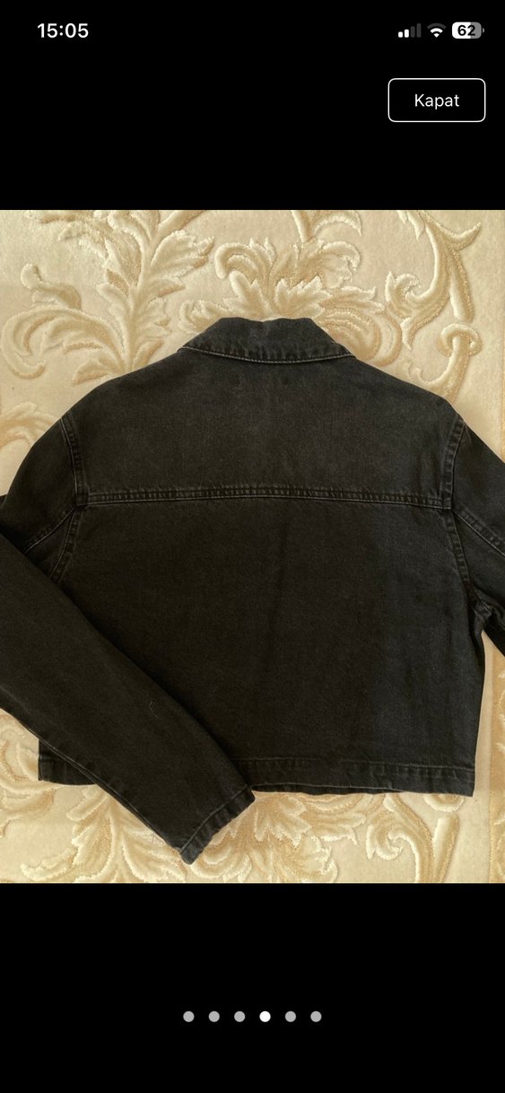 Siyah Düğmeli Kadın Kot Ceket - Görsel 2