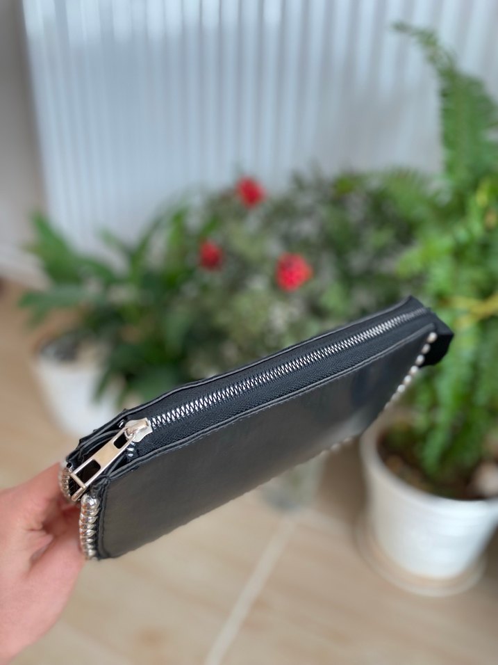 Siyah Nakışlı Deri Kadın Çanta - Görsel 2