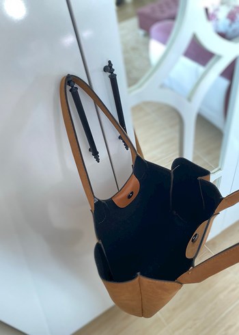 Minimalist kahverengi süet kadın kol çantası - Görsel 3