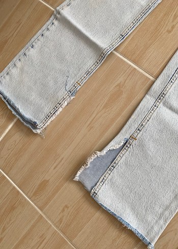 Bej Bağlama Desenli Midi Kot Pantolon - Görsel 3