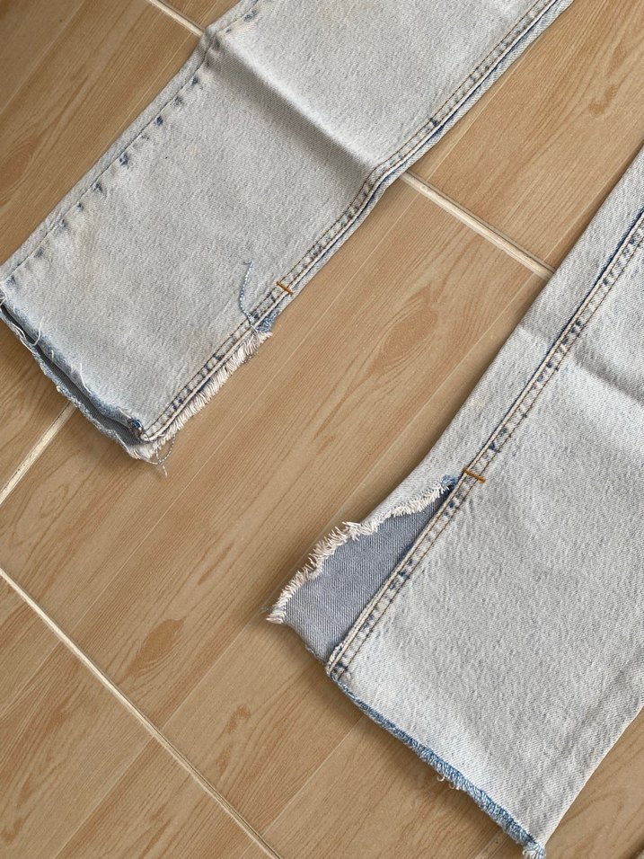 Bej Bağlama Desenli Midi Kot Pantolon - Görsel 3