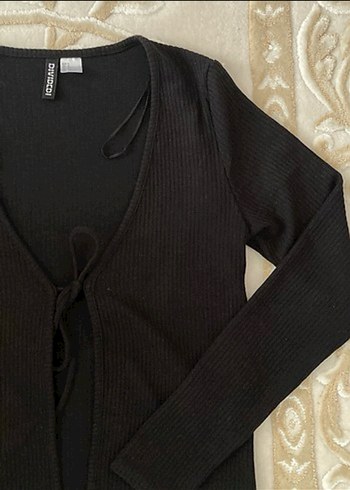 Siyah V Yakalı İnce Triko Hırka - Görsel 2