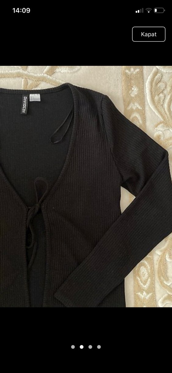 Siyah V Yakalı İnce Triko Hırka - Görsel 2