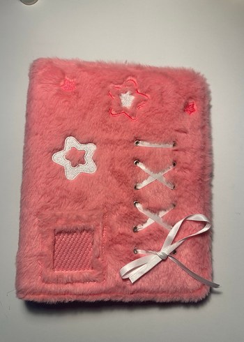 Pembe Peluş Kapaklı binder