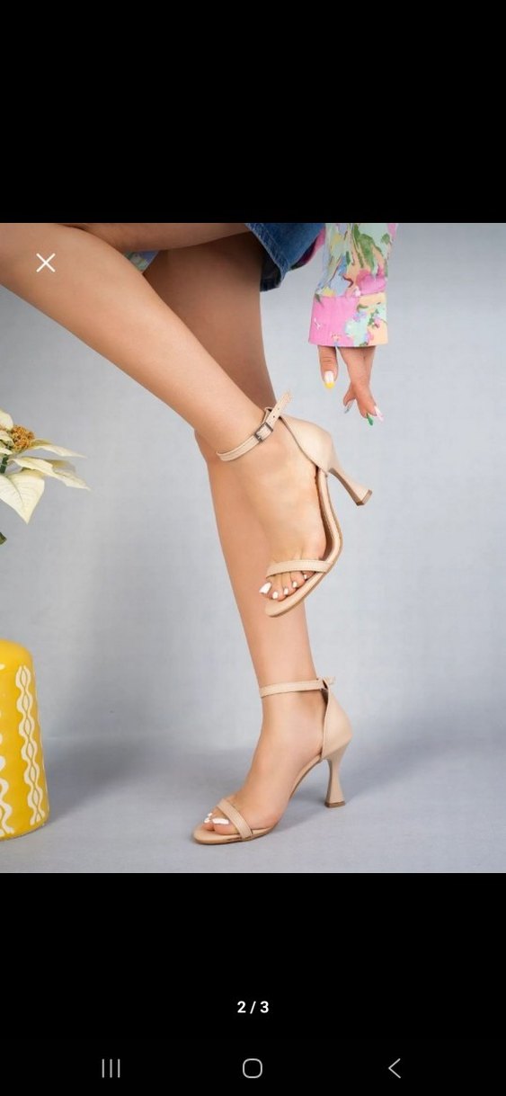 Bej Süet Bağcıklı İnce Topuklu Kadın Ayakkabı - Görsel 2