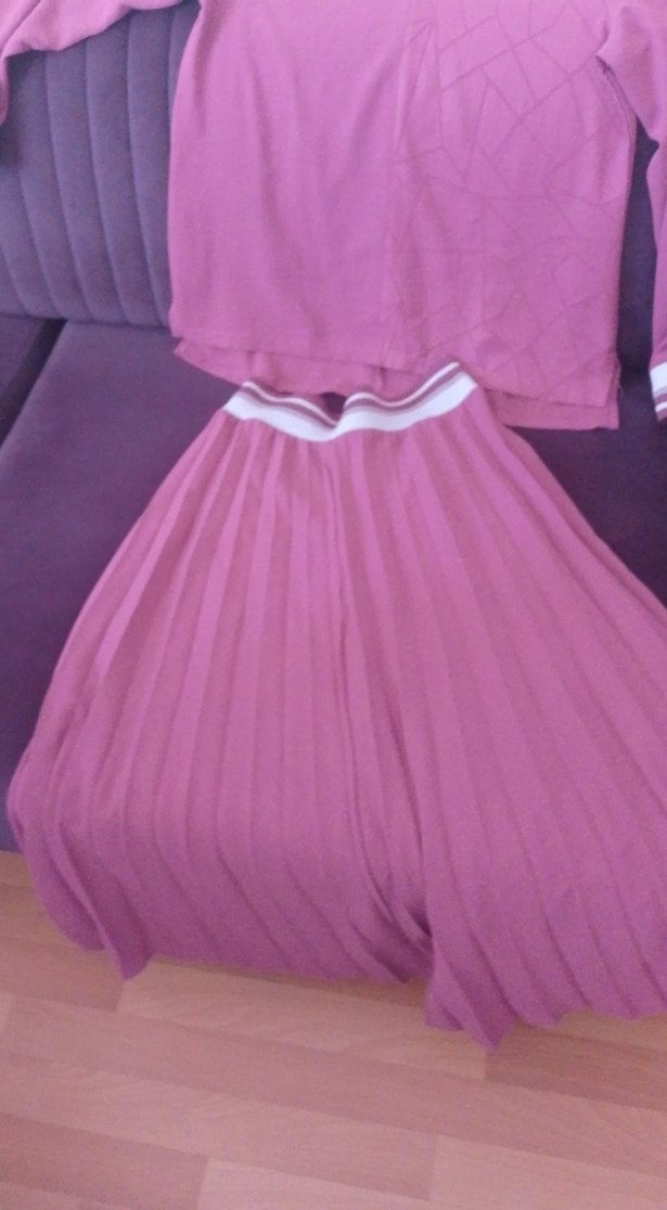 Pembe Pilili Uzun Hamile Eteği - Görsel 2