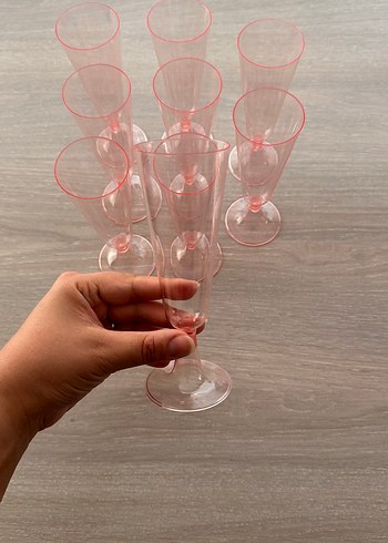 Pembe İnce Ayaklı 9 lu Kadeh Seti