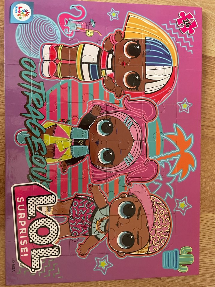 Barbie / Lol bebek Çocuk Puzzle - Pembe - Görsel 5