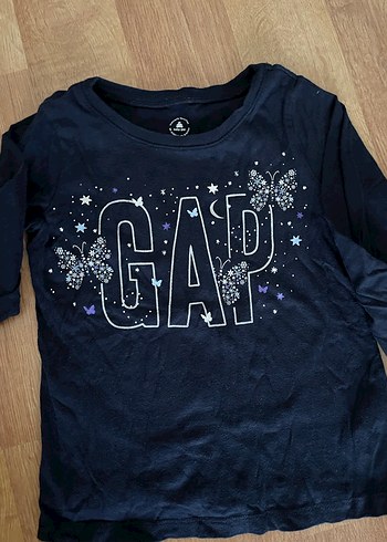 Kız Çocuk Mavi Uzun Kollu Parlak Baskılı Tişört - Görsel 2