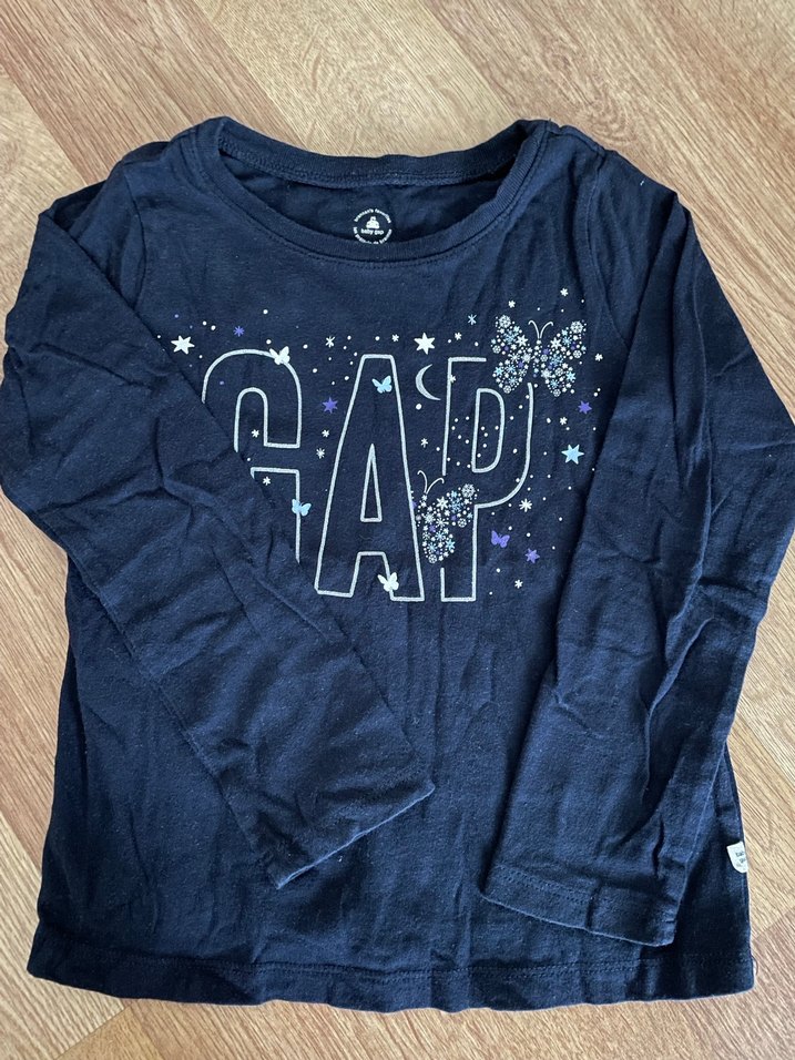 Kız Çocuk Mavi Uzun Kollu Parlak Baskılı Tişört - Görsel 5