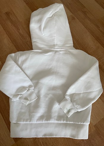 Beyaz Kapüşonlu MAVİ Baskılı Sweatshirt - Görsel 4