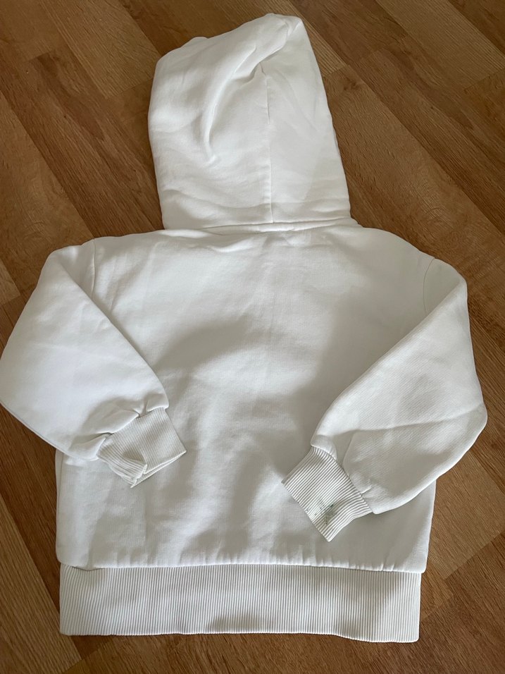 Beyaz Kapüşonlu MAVİ Baskılı Sweatshirt - Görsel 4