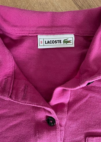 Düğmeli Pembe Lacoste Kız çocuk Polo Tişört - Görsel 4