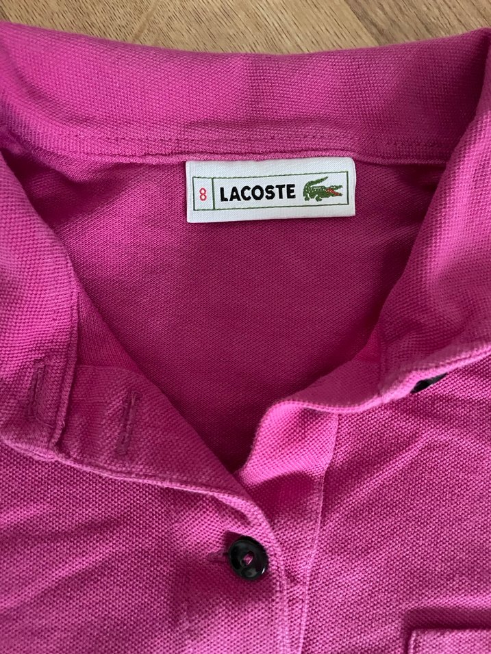 Düğmeli Pembe Lacoste Kız çocuk Polo Tişört - Görsel 4